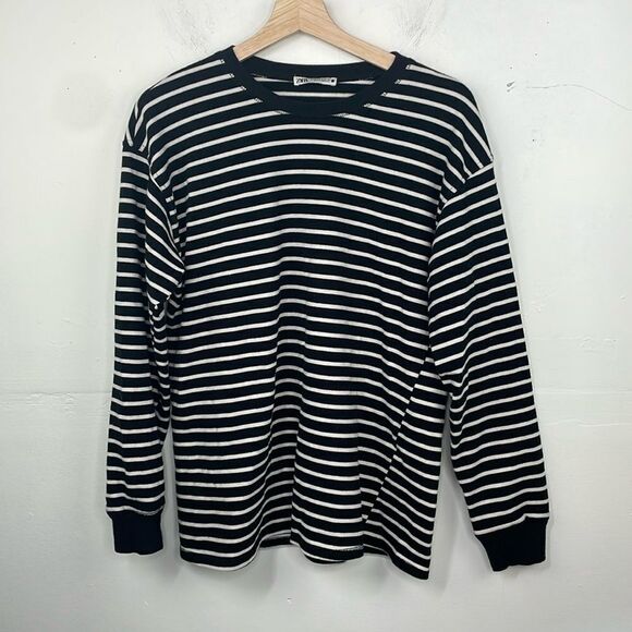 Zara Men’s STRIPED T-SHIRT long sleeve size Large - Picture 1 of 12